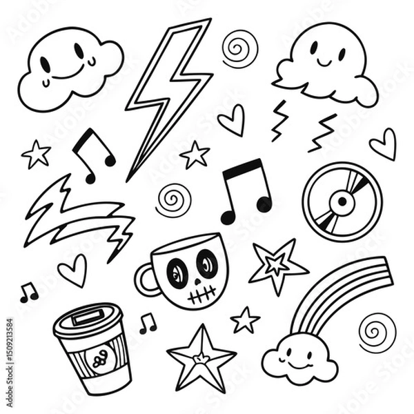 Obraz seamless pattern with music horror icons set