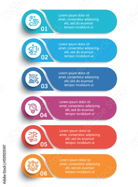 Obraz Infographic design business template with 6 options or steps