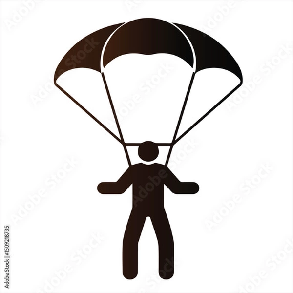 Fototapeta Silhouette of a person parachuting with an open parachute in minimalist style, parachute, parachuting, silhouette, skydiving, vector, sport, extreme, jump