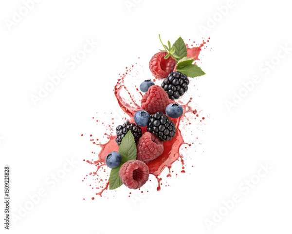 Obraz mixed berries digital art on white background