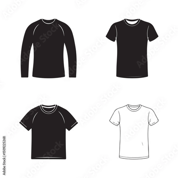 Obraz Vector illustration of a t shirt and long sleeve shirt clothing design elements