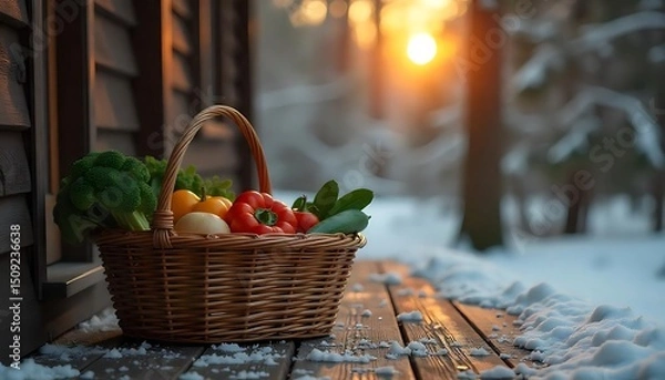 Fototapeta Wicker Basket of Fresh Vegetables

Colorful Veggies in Rustic Basket

Sunlit Kitchen Vegetable Basket

Fresh Vegetables on Rustic Table

Rustic Basket with Colorful Veggies