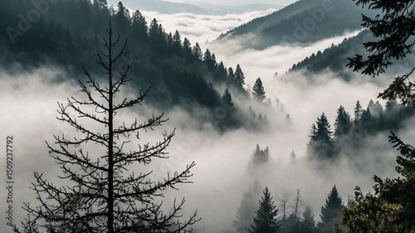 Obraz fog in the mountains