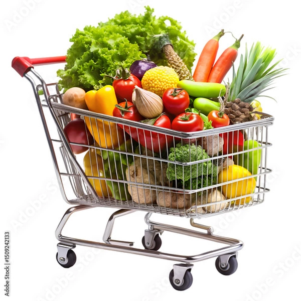 Obraz shopping cart full of groceries