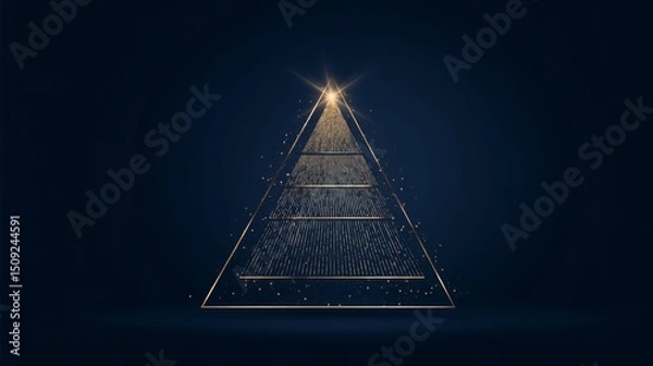 Fototapeta Golden Line Art Geometric Triangle Pattern, Abstract Minimalist Design Element, Digital Vector Illustration, Modern Graphic Background.