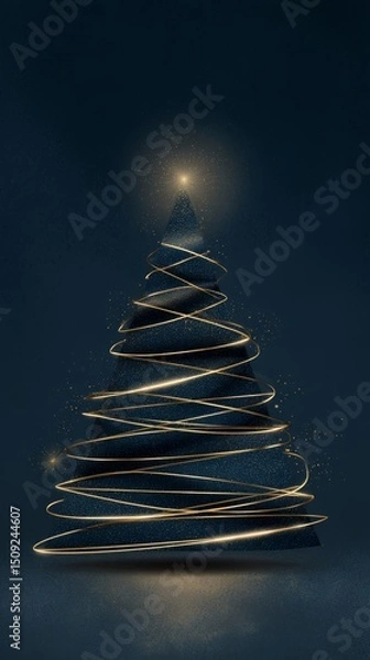 Fototapeta Dynamic Light Trails Abstract Background - Golden Circular Motion Blur Effect on Black Gradient, Modern Design Element, Energy and Speed Concept.