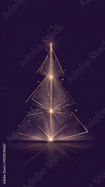 Fototapeta Abstract Golden Network Structure, Geometric Visualization, Interconnected Nodes, Data Flow, Digital Connection, Futuristic Design, Technology Background