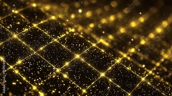 Fototapeta Abstract Golden Particles Background, Sparkling Dust Texture, Luxury Celebration Overlay, Festive Confetti Effect, Elegant Digital Backdrop.