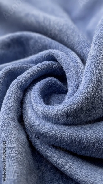 Fototapeta Soft Blue Towel Texture Close-Up: Detailed Fabric Surface for Spa, Wellness, and Comfort Concepts