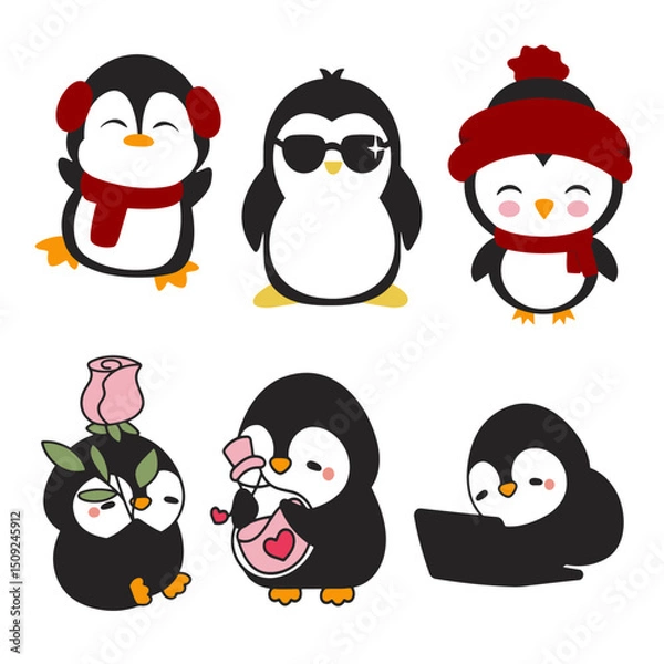 Obraz Penguin colour vector set 2
