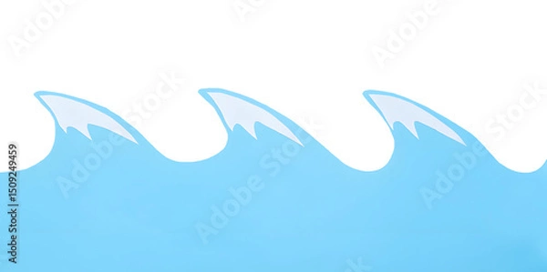 Obraz Blue waves made from cutout paper ocean water concept transparent background