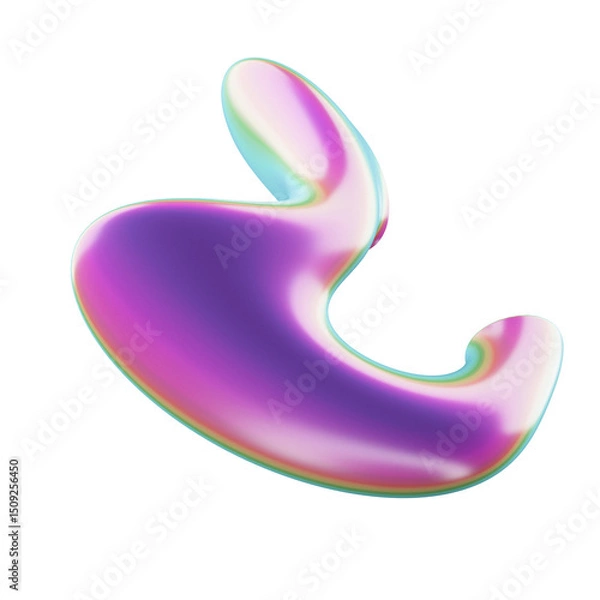 Fototapeta abstract 3d fluid iridescent colour shape, transparent background