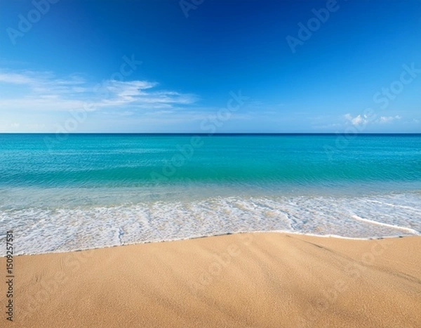 Obraz sandy beach in summer blue sea and clear blue sky