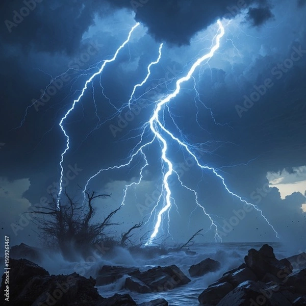 Fototapeta lightning in the night