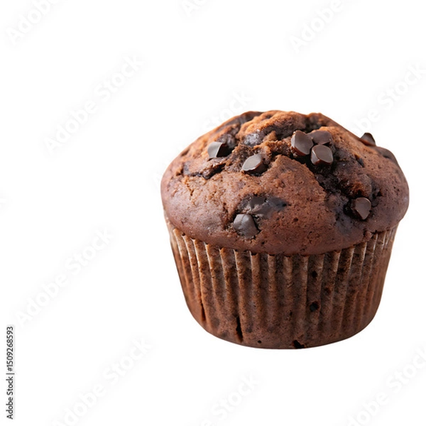 Fototapeta A whole single chocolate muffin isolated on a transparent background