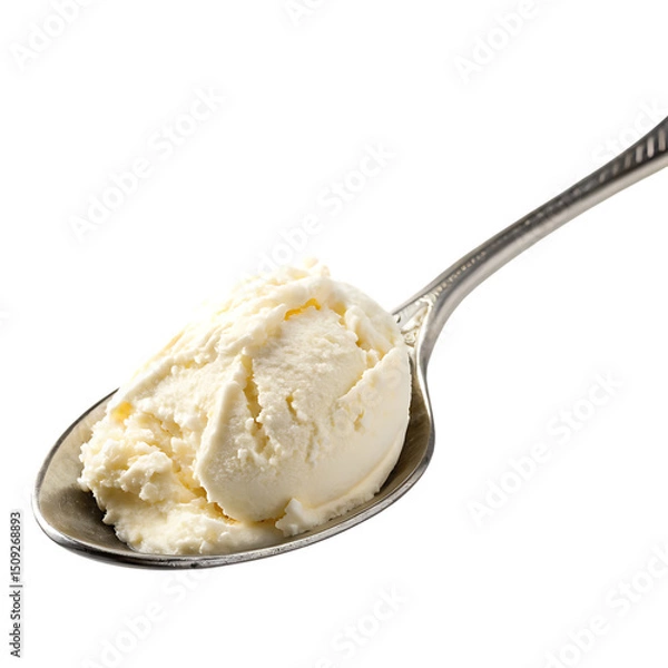 Fototapeta A whole single cream spoon isolated on a transparent background