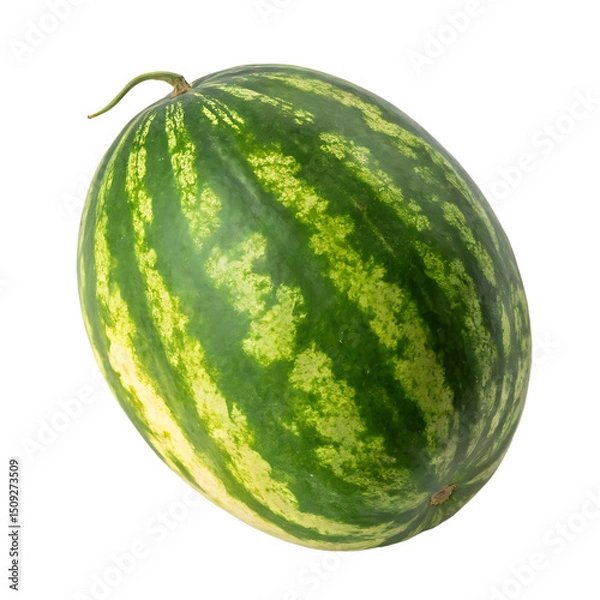 Fototapeta A whole single watermelon isolated on a transparent background