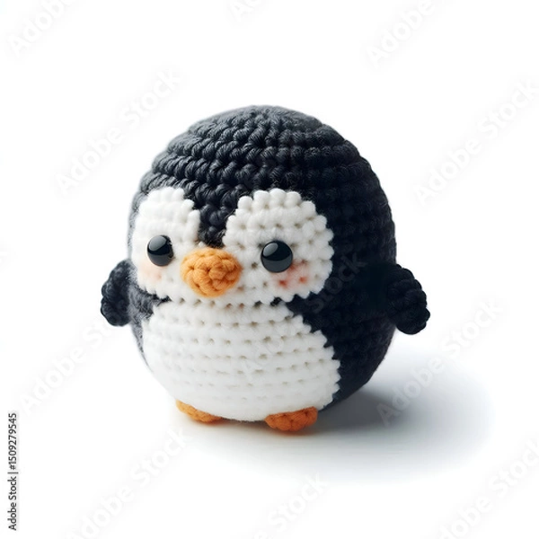 Fototapeta penguin Crochet isolated on white background