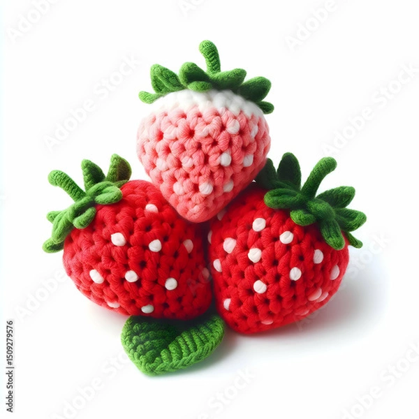 Fototapeta strawberry Crochet isolated on white background