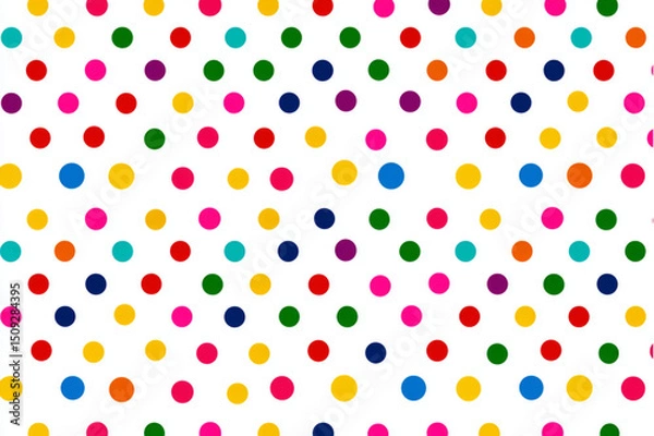 Obraz Colorful polka dot pattern with red yellow green blue and pink circles on a white background design