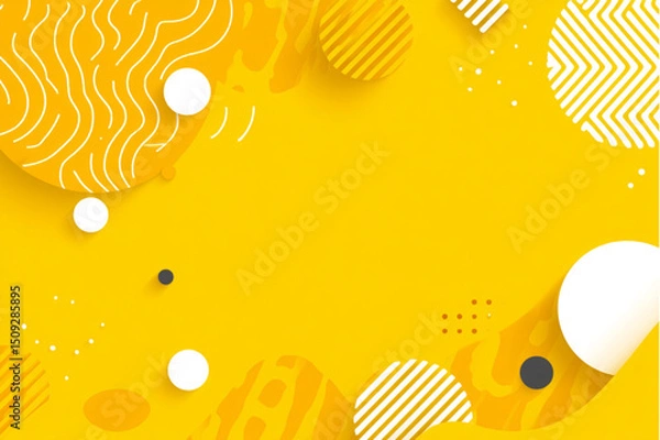 Obraz Abstract yellow background with circles, lines, and geometric shapes in a modern design style