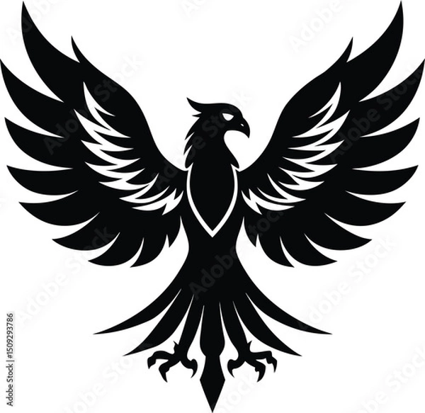 Obraz  eagle silhouette, wings open, strong flight
