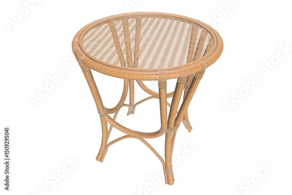 Fototapeta Round Rattan / Wicker Dining Table 3D Model