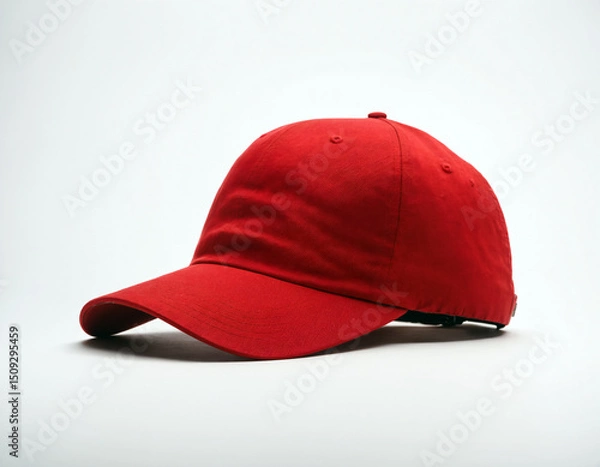 Fototapeta Red baseball cap on a white background.