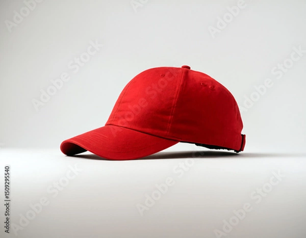 Fototapeta Red baseball cap on a white background.