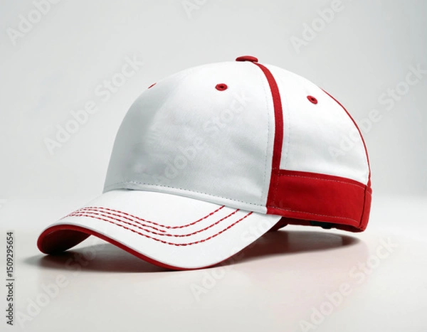 Fototapeta Red baseball cap on a white background.