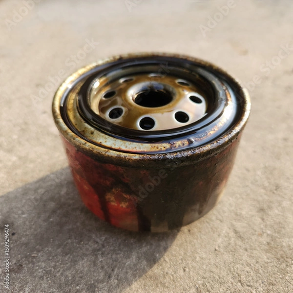 Obraz Replace your vehicle part with quality Used oil filter with black oil