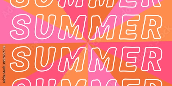 Fototapeta Abstract summer banner in trendy bright colors with text. Season vector background for promotion, poster, card, invitation, discount and cover.