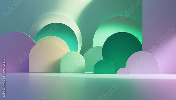 Fototapeta Minimalistic Geometric Composition with Pastel Colors and Soft Lighting, Abstract Design