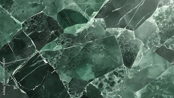 Fototapeta Exquisite Green Marble Texture with Intricate Veins, Seamless Stone Pattern