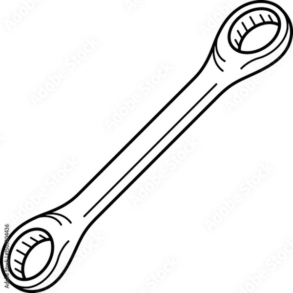 Fototapeta Professional automotive striking face box wrench with heavy handle for stuck bolts. Slugger wrench designed for hammer impact to release stubborn nuts and bolts. Vector outline icon.