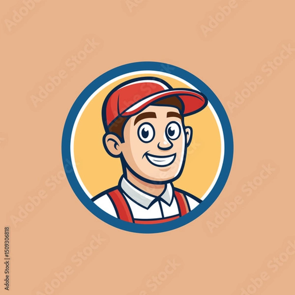 Fototapeta Man in Cap Icon Badge Emblem: An emblem featuring a man wearing a cap, perfect for sports teams and Esports organizations.