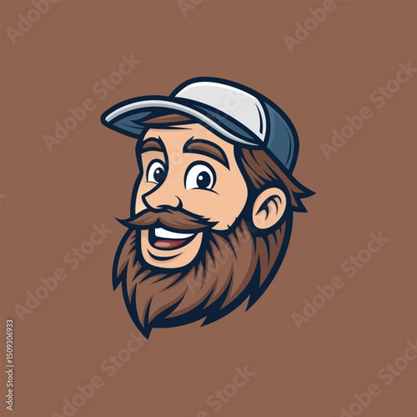 Fototapeta Man in Cap Icon Badge Emblem: An emblem featuring a man wearing a cap, perfect for sports teams and Esports organizations.