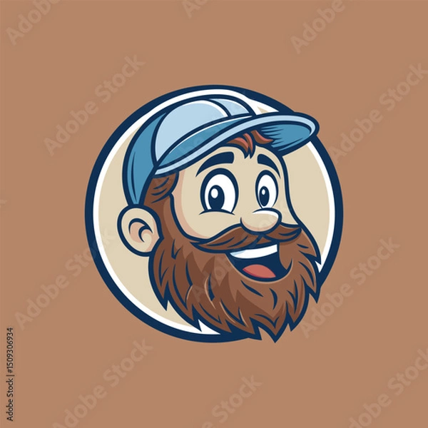 Fototapeta Man in Cap Icon Badge Emblem: An emblem featuring a man wearing a cap, perfect for sports teams and Esports organizations.