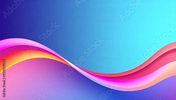 Fototapeta Vibrant abstract background with smooth, colorful waves in pink, purple, orange, and red on a gradient blue backdrop. Modern, dynamic design perfect for presentations, web, or print