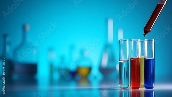 Fototapeta Abstract Chemistry Lab: Experimentation with Liquid Pipette and Test Tubes