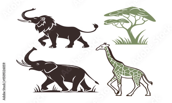 Obraz set of wild animals