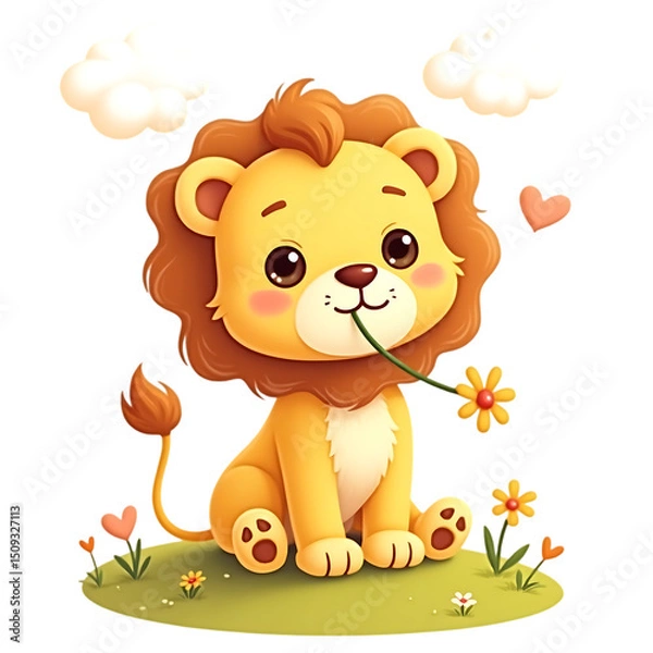 Obraz Perfectly Adorable Chibi Lion – King of Cuteness