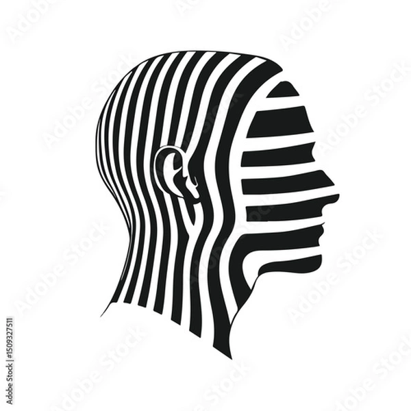 Obraz Professional Striped Man Head Profile Design Vector Illustration for Graphic Designs