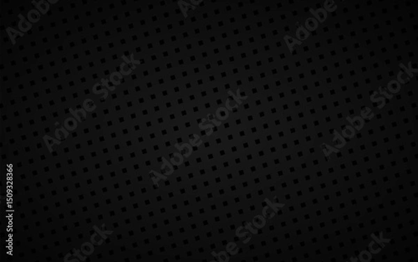 Fototapeta Dark abstract perforated square background. Black mosaic look. Modern geometric vector texture. Simple metallic illustration