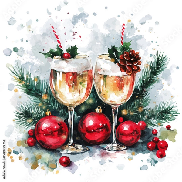 Fototapeta New Years Resolution, watercolor vector, high quality, isolated on a white background.