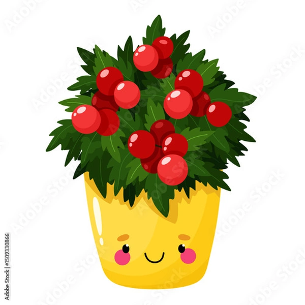 Obraz Tomato with fruits in a pot