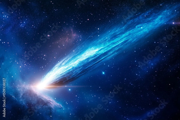 Fototapeta Comet impacting in the space of the galaxy