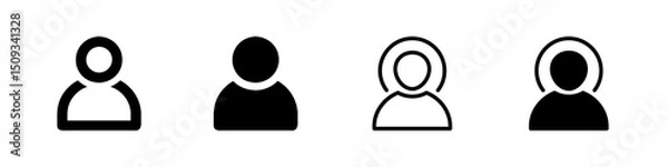 Fototapeta User Icon Collection, a person silhouette in outline and glyph styles. Represents user profile or account. Perfect for app interface design.