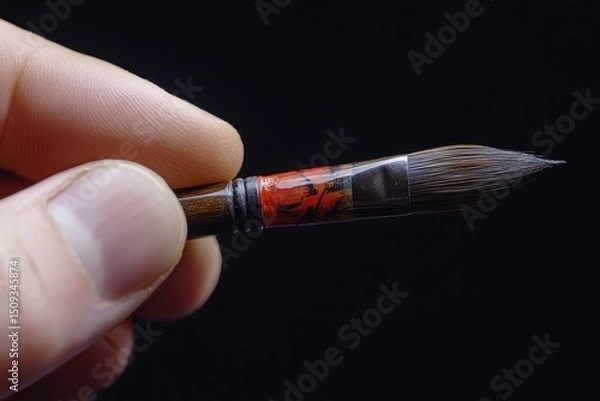 Fototapeta I grip a brush for calligraphy