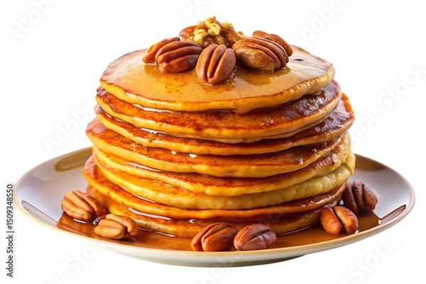 Obraz A Delicious Plate of Pumpkin Pecan Pancakes image Isolated on transparent